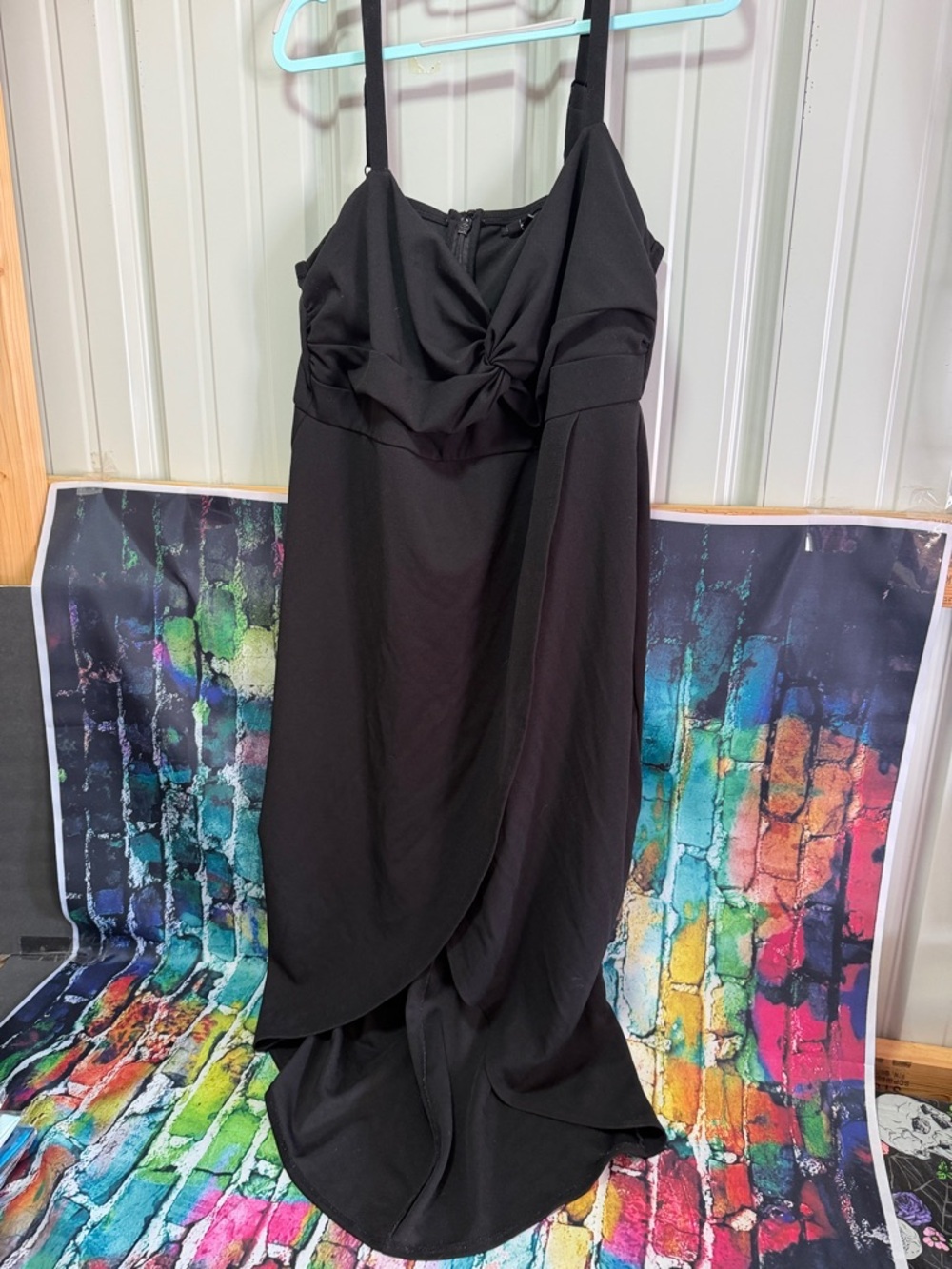 Black Draped Spaghetti-Strap Dress hi low torrid size 20